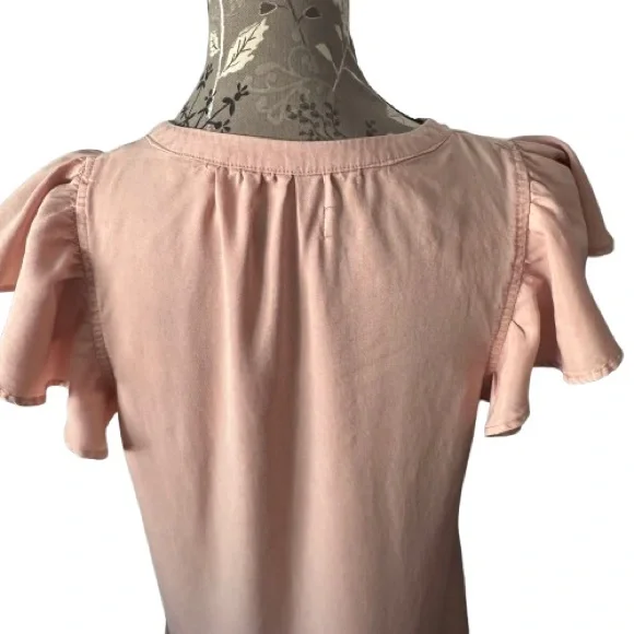 Knox Rose Women's M Light Pink Dusty Rose Short Sleeve Mini Ruffled Tunic Dress - Picture 3 of 13